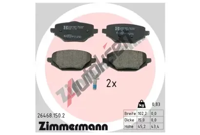 ZIMMERMANN Sada brzdových destiček ZIM 26468.150.2, 26468.150.2 ZIMMERMANN Sada brzdových destiček ZIM 26468.150.2, 26468.150.2