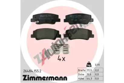 ZIMMERMANN Sada brzdovch destiek ZIM 26484.155.2, 26484.155.2