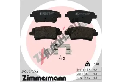ZIMMERMANN Sada brzdových destiček ZIM 26503.155.2, 26503.155.2 ZIMMERMANN Sada brzdových destiček ZIM 26503.155.2, 26503.155.2