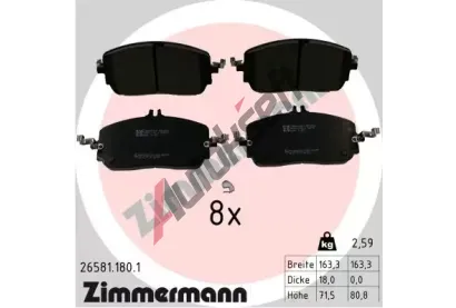 ZIMMERMANN Sada brzdovch destiek ZIM 26581.180.1, 26581.180.1