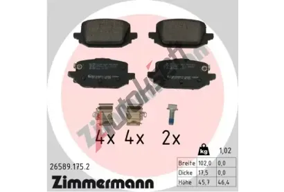 ZIMMERMANN Sada brzdových destiček ZIM 26589.175.2, 26589.175.2 ZIMMERMANN Sada brzdových destiček ZIM 26589.175.2, 26589.175.2