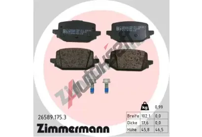 ZIMMERMANN Sada brzdovch destiek ZIM 26589.175.3, 26589.175.3