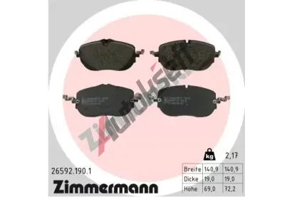 ZIMMERMANN Sada brzdovch destiek ZIM 26592.190.1, 26592.190.1