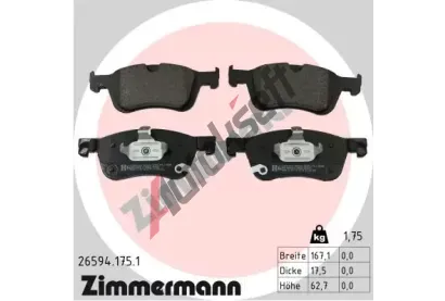 ZIMMERMANN Sada brzdov�ch desti�ek ZIM 26594.175.1, 26594.175.1