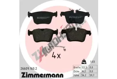 ZIMMERMANN Sada brzdovch destiek ZIM 26609.160.2, 26609.160.2