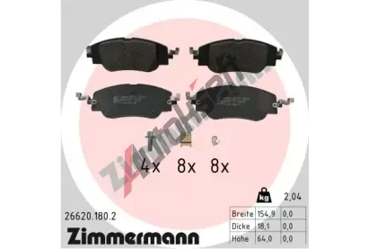 ZIMMERMANN Sada brzdovch destiek ZIM 26620.180.2, 26620.180.2