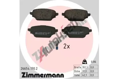 ZIMMERMANN Sada brzdov�ch desti�ek ZIM 26654.170.2, 26654.170.2