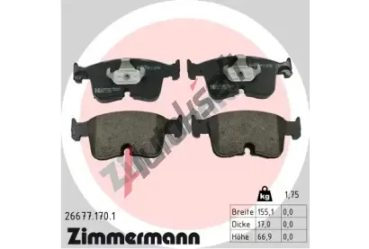 ZIMMERMANN Sada brzdovch destiek ZIM 26677.170.1, 26677.170.1
