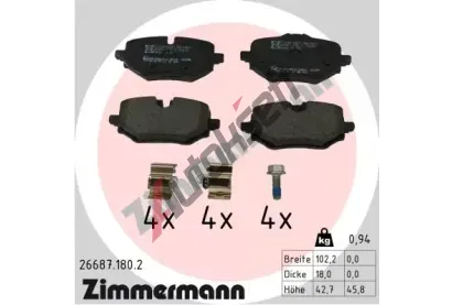 ZIMMERMANN Sada brzdovch destiek ZIM 26687.180.2, 26687.180.2