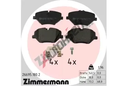 ZIMMERMANN Sada brzdovch destiek ZIM 26695.180.2, 26695.180.2