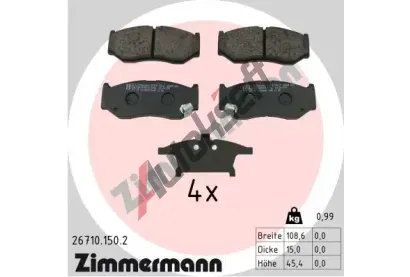 ZIMMERMANN Sada brzdov�ch desti�ek ZIM 26710.150.2, 26710.150.2