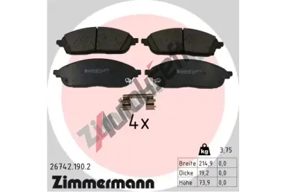 ZIMMERMANN Sada brzdovch destiek ZIM 26742.190.2, 26742.190.2