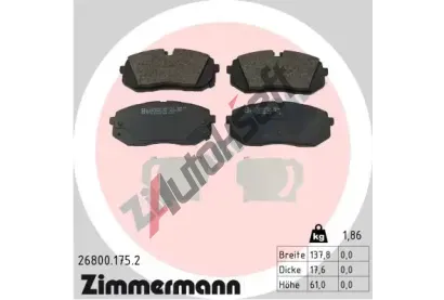 ZIMMERMANN Sada brzdov�ch desti�ek ZIM 26800.175.2, 26800.175.2