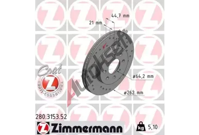 ZIMMERMANN Brzdov kotou drkovan SPORT COAT Z - 262 mm ZIM 280.3153.52, 280.3153.52