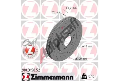 ZIMMERMANN Brzdov kotou drkovan SPORT COAT Z - 300 mm ZIM 280.3158.52, 280.3158.52