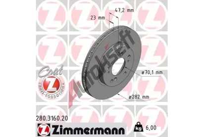 ZIMMERMANN Brzdov kotou COAT Z - 282 mm ZIM 280.3160.20, 280.3160.20