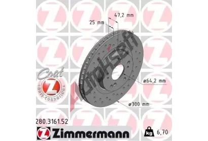 ZIMMERMANN Brzdový kotouč dírkovaný SPORT COAT Z - 300 mm ZIM 280.3161.52, 280.3161.52 ZIMMERMANN Brzdový kotouč dírkovaný SPORT COAT Z - 300 mm ZIM 280.3161.52, 280.3161.52