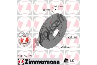 ZIMMERMANN Brzdov kotou COAT Z - 282 mm ZIM 280.3167.20, 280.3167.20