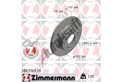 ZIMMERMANN Brzdov kotou COAT Z - 260 mm ZIM 280.3169.20, 280.3169.20