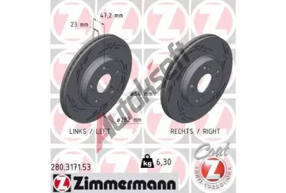 ZIMMERMANN Brzdový kotouč BLACK Z - 282 mm ZIM 280.3171.53, 280.3171.53 ZIMMERMANN Brzdový kotouč BLACK Z - 282 mm ZIM 280.3171.53, 280.3171.53