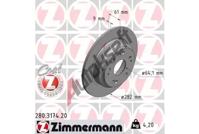 ZIMMERMANN Brzdov kotou COAT Z - 282 mm ZIM 280.3174.20, 280.3174.20