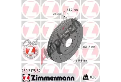 ZIMMERMANN Brzdov kotou drkovan SPORT COAT Z - 293 mm ZIM 280.3175.52, 280.3175.52