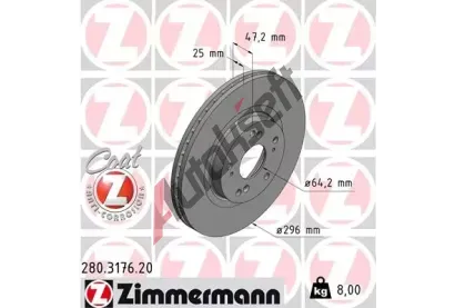 ZIMMERMANN Brzdov kotou COAT Z - 296 mm ZIM 280.3176.20, 280.3176.20