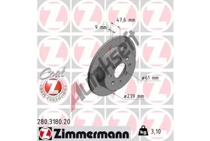 ZIMMERMANN Brzdov kotou COAT Z - 239 mm ZIM 280.3180.20, 280.3180.20