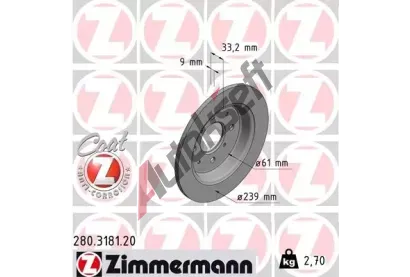 ZIMMERMANN Brzdový kotouč COAT Z - 239 mm ZIM 280.3181.20, 280.3181.20 ZIMMERMANN Brzdový kotouč COAT Z - 239 mm ZIM 280.3181.20, 280.3181.20