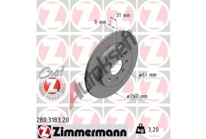 ZIMMERMANN Brzdov kotou COAT Z - 260 mm ZIM 280.3183.20, 280.3183.20