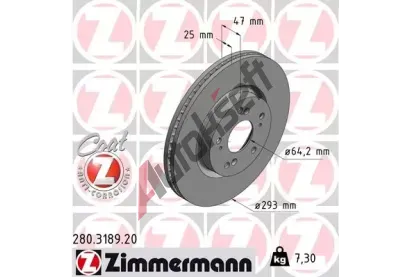 ZIMMERMANN Brzdov kotou COAT Z - 293 mm ZIM 280.3189.20, 280.3189.20