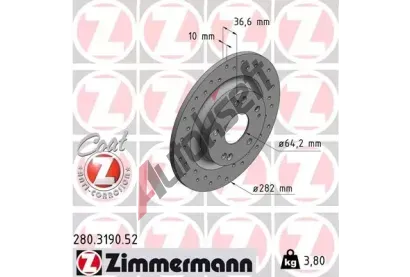ZIMMERMANN Brzdov kotou SPORT COAT Z - 282 mm ZIM 280.3190.52, 280.3190.52