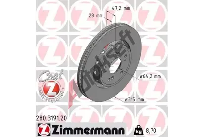 ZIMMERMANN Brzdov kotou COAT Z - 315 mm ZIM 280.3191.20, 280.3191.20