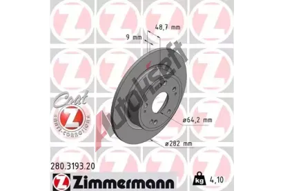 ZIMMERMANN Brzdov kotou COAT Z - 282 mm ZIM 280.3193.20, 280.3193.20