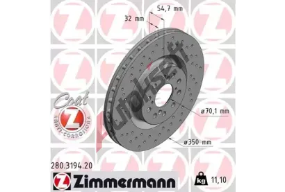 ZIMMERMANN Brzdov kotou COAT Z - 350 mm ZIM 280.3194.20, 280.3194.20