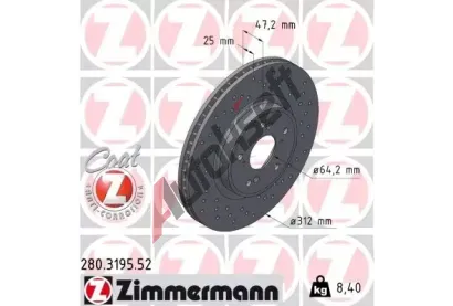 ZIMMERMANN Brzdov kotou SPORT COAT Z - 312 mm ZIM 280.3195.52, 280.3195.52