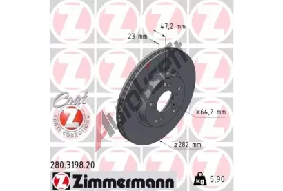 ZIMMERMANN Brzdov kotou COAT Z - 282 mm ZIM 280.3198.20, 280.3198.20