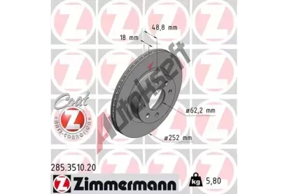 ZIMMERMANN Brzdov kotou COAT Z - 252 mm ZIM 285.3510.20, 285.3510.20