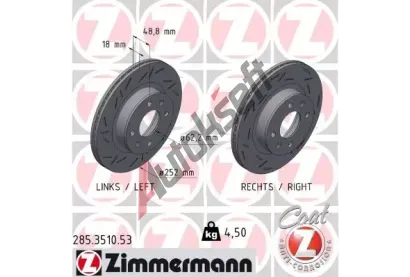 ZIMMERMANN Brzdový kotouč BLACK Z - 252 mm ZIM 285.3510.53, 285.3510.53 ZIMMERMANN Brzdový kotouč BLACK Z - 252 mm ZIM 285.3510.53, 285.3510.53