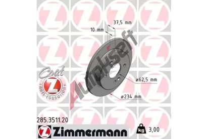 ZIMMERMANN Brzdový kotouč COAT Z - 234 mm ZIM 285.3511.20, 285.3511.20  ZIMMERMANN Brzdový kotouč COAT Z - 234 mm ZIM 285.3511.20, 285.3511.20