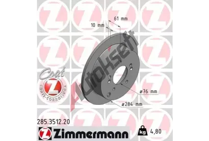 ZIMMERMANN Brzdov kotou COAT Z - 284 mm ZIM 285.3512.20, 285.3512.20