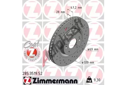 ZIMMERMANN Brzdov kotou drkovan SPORT COAT Z - 320 mm ZIM 285.3519.52, 285.3519.52