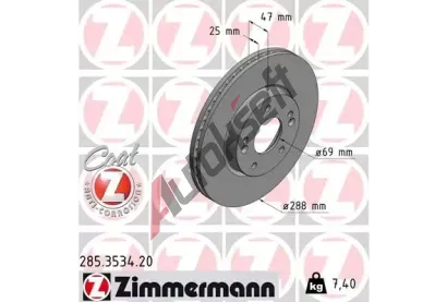 ZIMMERMANN Brzdov kotou COAT Z - 288 mm ZIM 285.3534.20, 285.3534.20