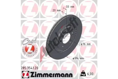 ZIMMERMANN Brzdov kotou COAT Z - 314 mm ZIM 285.3541.20, 285.3541.20