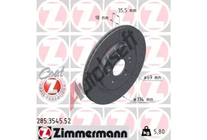 ZIMMERMANN Brzdov kotou SPORT Z - 314 mm ZIM 285.3545.52, 285.3545.52