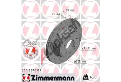 ZIMMERMANN Brzdov� kotou� d�rkovan� SPORT COAT Z - 305 mm ZIM 290.2259.52, 290.2259.52