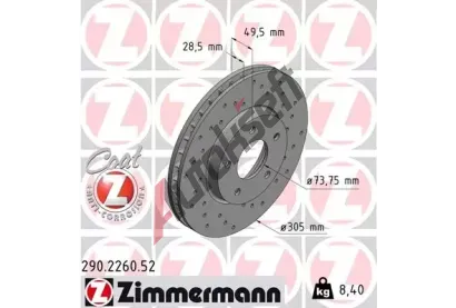 ZIMMERMANN Brzdov kotou drkovan SPORT COAT Z - 305 mm ZIM 290.2260.52, 290.2260.52
