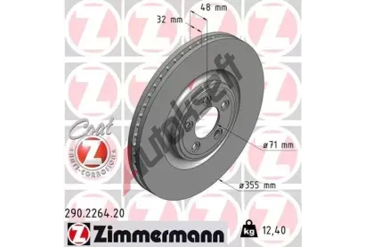 ZIMMERMANN Brzdový kotouč COAT Z - 355 mm ZIM 290.2264.20, 290.2264.20  ZIMMERMANN Brzdový kotouč COAT Z - 355 mm ZIM 290.2264.20, 290.2264.20