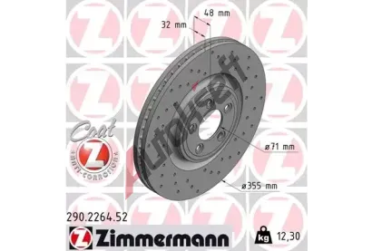 ZIMMERMANN Brzdový kotouč SPORT COAT Z - 355 mm ZIM 290.2264.52, 290.2264.52  ZIMMERMANN Brzdový kotouč SPORT COAT Z - 355 mm ZIM 290.2264.52, 290.2264.52