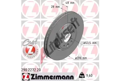 ZIMMERMANN Brzdový kotouč COAT Z - 316 mm ZIM 290.2272.20, 290.2272.20  ZIMMERMANN Brzdový kotouč COAT Z - 316 mm ZIM 290.2272.20, 290.2272.20